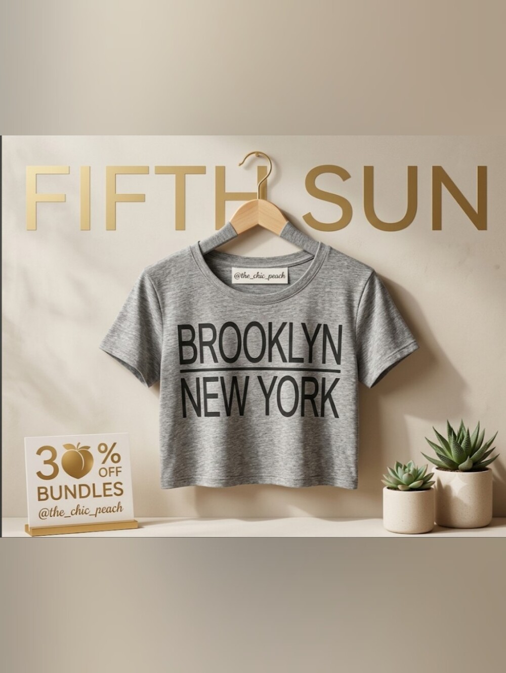 FIFTH SUN Brooklyn New York Heather Grey Graphic Crop Top